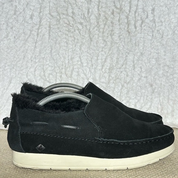 Sperry Shoes - Sperry Womens Black Moc-Sider Suede SlipOn Fleece-Lined Mocassin Shoes SZ 7.5 M